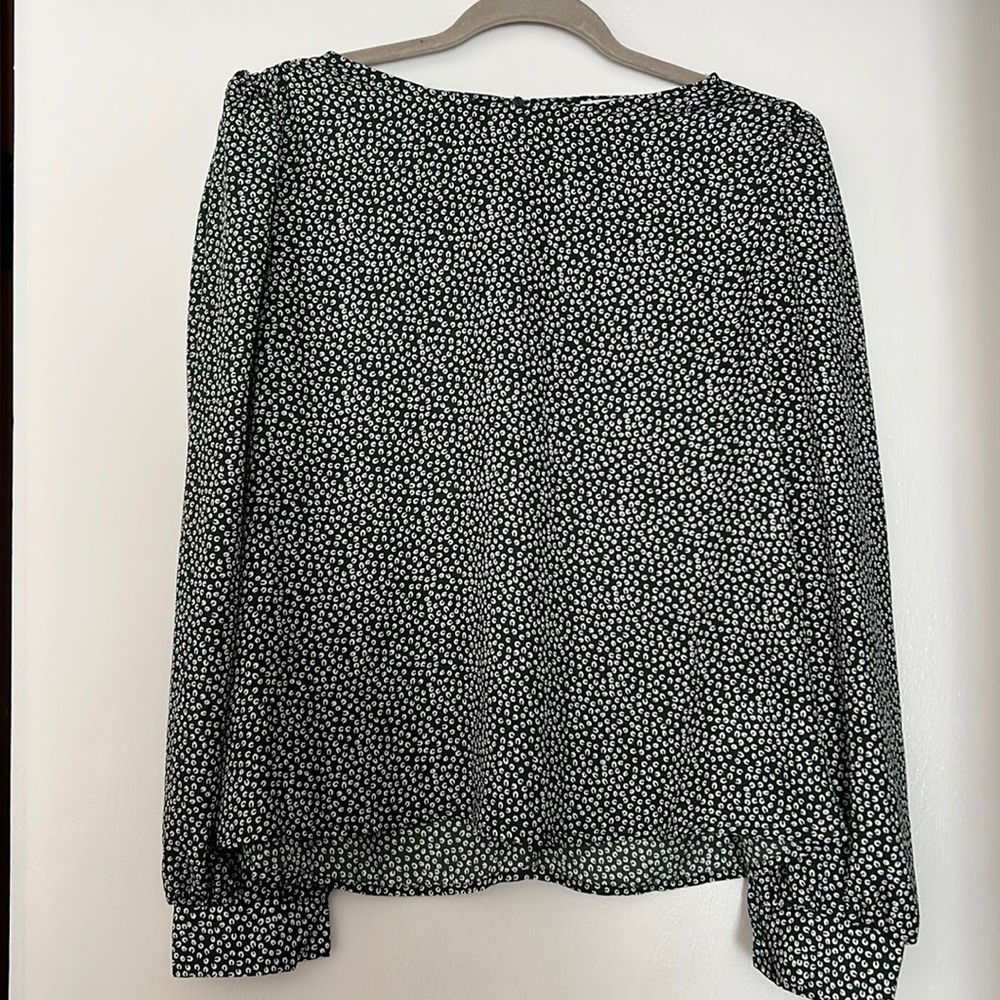 Green leopard top, worn once